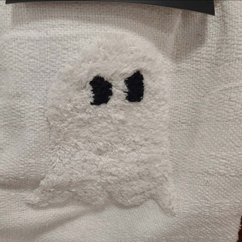 Rachel Zoe White On White Ghost Throw Blanket Decor w/ TASSELS 60